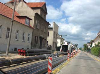 Foto von der Straße Richtung Bahnhof title=