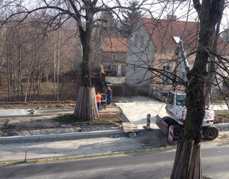 heute früh auf der anderen Seite der Bagger Foto vom Bagger an der anderen Straßenseite - heute früh