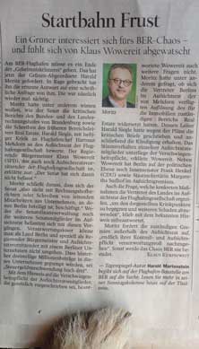 Foto von einem Zeitungsartikel aus dem Tagesspiegel von heute ist abgebildet. Foto von einem Zeitungsartikel ist zu sehen