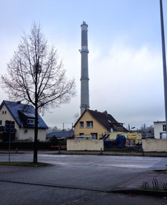 Foto von Schornstein  an der Ecke Kesselgrundstr. gesehen - heute.