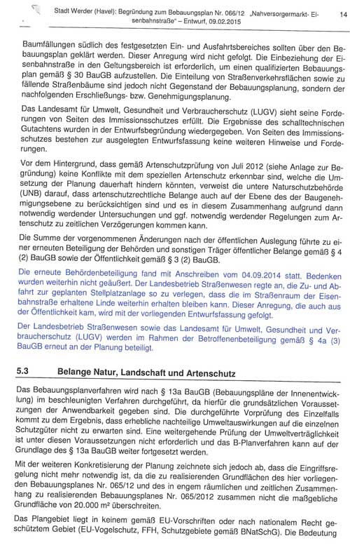 Bebauungsplanfestsetzungen Begründung - aktueller Stand 2015 - Seite 14 14. Seite