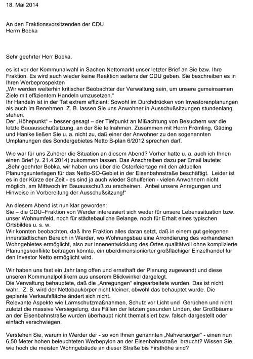 Brief - erste Seite - ist zu sehen