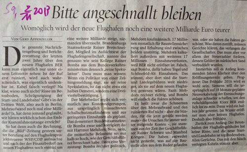 Blick auf Artikel aus
dem Tagesspiegel heute früh Foto von Artikel - heute früh.