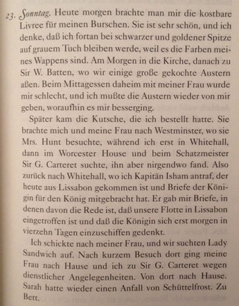 Foto von einer Seite Foto aus dem Tagebuch von Pepys.