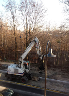 Der Bagger von Eurovia heute Foto vom Bagger ist zu sehen - heute früh.