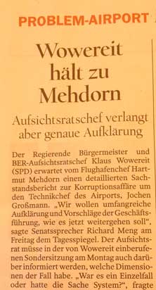 im Tagesspiegel heute Foto - Ausschnitt eines Zeitungsartikels ist zu sehen