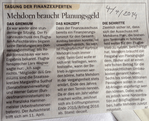 Foto von Zeitungsartikel heute. Foto von einem Zeitungsartikel (Ausschnitt) - heute.
