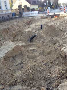 Foto von der Baustellenstraße - Blick in Richtung Bahnhof.