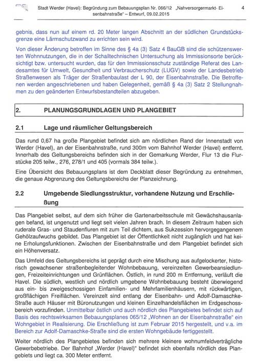 Bebauungsplanfestsetzungen Begründung - aktueller Stand 2015 - Seite 4 4. Seite