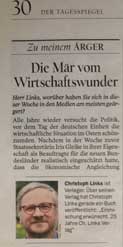 Foto von Artikel im Tagesspiegel. Christoph Links wird befragt. Foto von Artikel im Tagesspiegel. Christoph Links wird befragt.