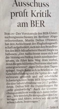 Zeitungsartikel heute Foto von einem Artikel aus dem Tagesspiegel - heute.