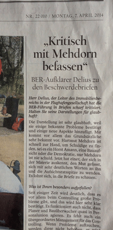 Zeitungsartikel heute Foto von einem Artikel aus dem Tagesspiegel - heute.