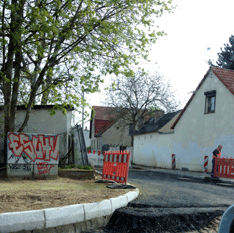 Foto von einer Straßeneinmündung in die Gartenstraße - heute.