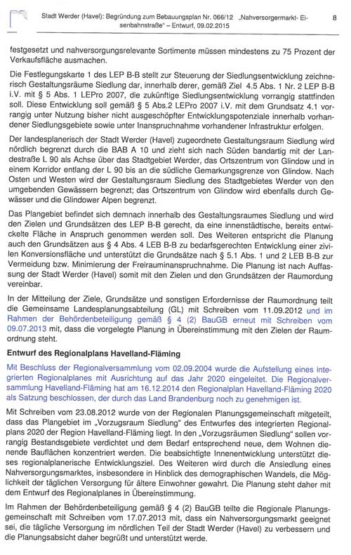 Bebauungsplanfestsetzungen Begründung - aktueller Stand 2015 - Seite 8 8. Seite