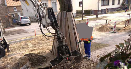 Gehwegplatten werden entfernt -Linde 107! Gehwegplatten werden etnfernt