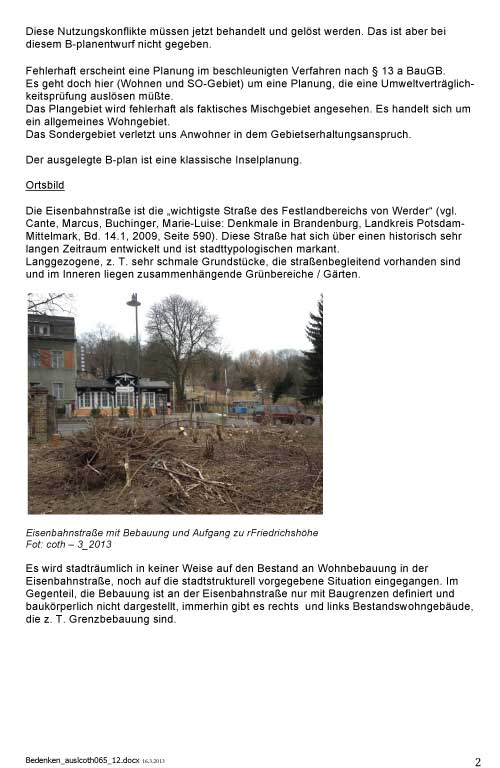 Seite 2 Text - Bedenken und Anregungen, hier Seite 2