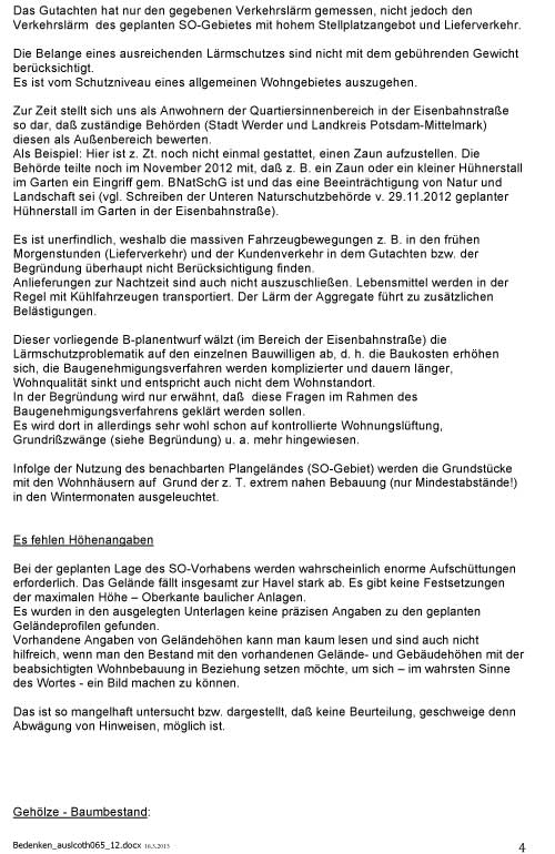 Seite 4 Text - Bedenken und Anregungen, hier Seite 4