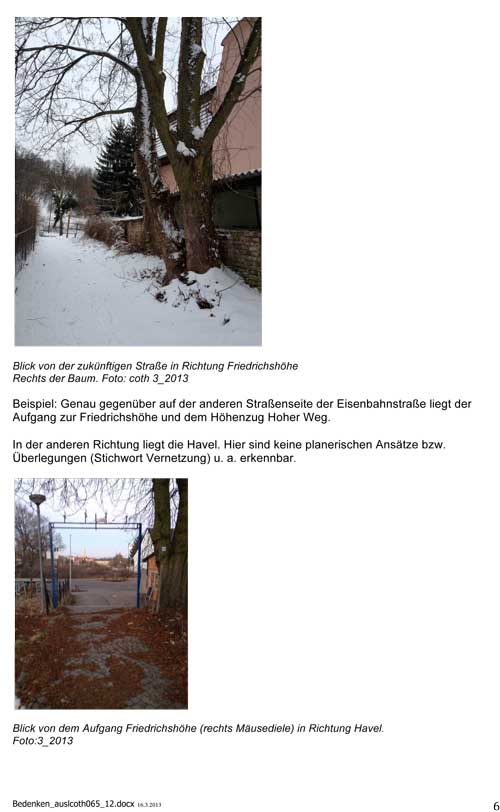 Seite 6 Text - Bedenken und Anregungen, hier Seite 6