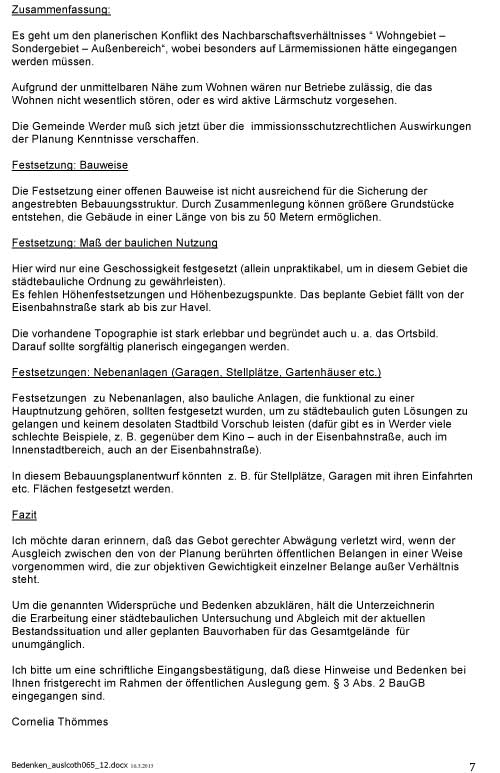 Seite 7 Text - Bedenken und Anregungen, hier Seite 7