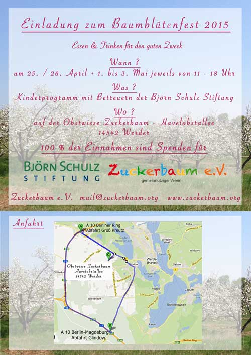 Einladung vom Zuckerbaum e. V. zum Baumblütenfest 2015 Einladung ist zu sehen