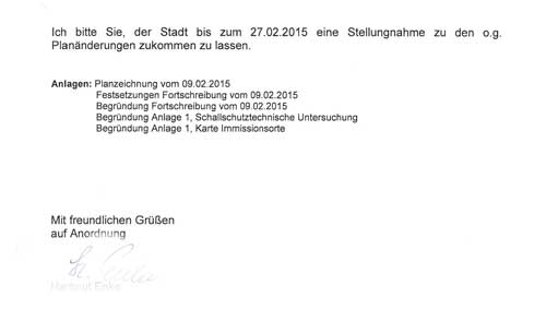 Anschreiben Stadt Werder vom 13.2.2015 Scann zweite Seite ist zu sehen
