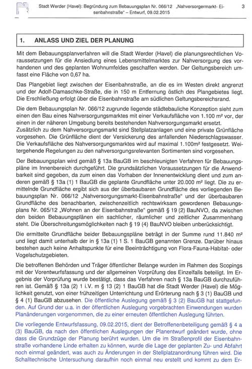 Bebauungsplanfestsetzungen Begründung - aktueller Stand 2015 - Seite 3 noch einmal wieder 3. Seite