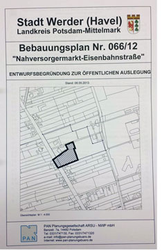 Foto von dem Deckblatt Begründung Plan 66/12.