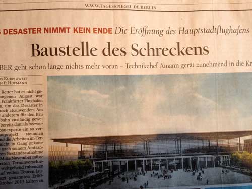 Foto der Titelseite des Tagesspiegels von heute ist zu sehen.