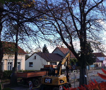 Blick auf Bagger heute Foto von Bagger auf der Straße.