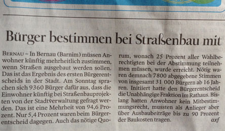 Artikel aus der Zeitung über Bernau Foto von einem Zeitungsartikel aus dem Tagessiegel - Foto.