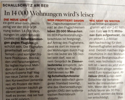 Zeitungsartikel über Lärmschutzwand BER Foto von Zeitungsartikel über Lärmschutz - BER - ist abgebildet.