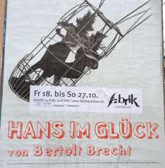 Blick auf Plakat in Babelsberg heute Foto von Plakat Hans im Glück heute.