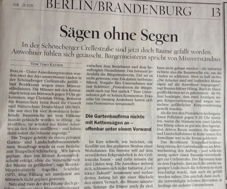 Blick auf Zeitungsartikel von heute ist zu sehen.