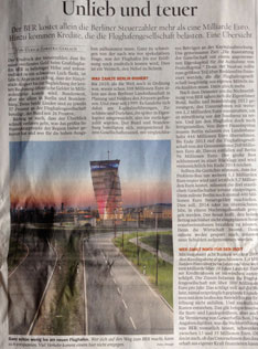Blick auf Zeitungsartikel aus dem Tagesspiegel - heute. Foto von Zeitungsartikel - heute.