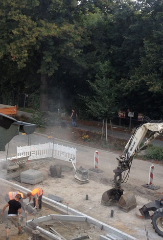 es wird geschnitten Foto von dem Bereich der neuen Parktasche heute früh ist zu sehen.