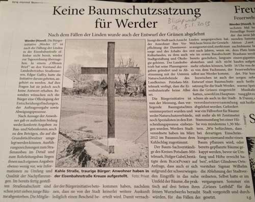 Foto von einem Zeitungsartikel ist abgebildet