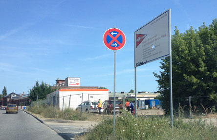 heute in der A.-D.Straße Foto von der Einrichtung der Bauleitung heute.