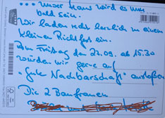 Blick auf Einladungstext Blick auf Einladungskarte mit Text ist zu sehen.
