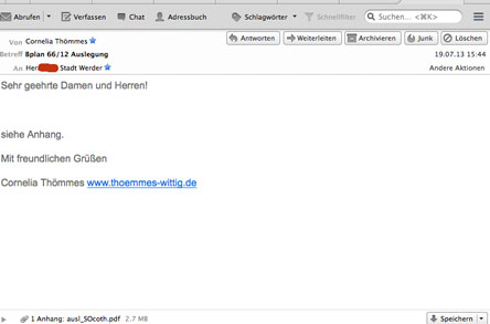 Bildschirmfoto von Email Bildschirmfoto von der Email ist zu sehen - heute.
