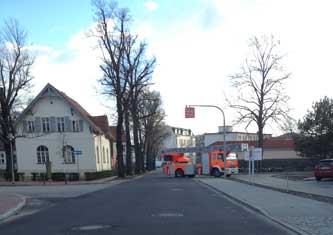 Feuerwehr in der Eisenbahnstraße Foto von einem Feuerwehrauto in der Kemnitzer Straße in Werder