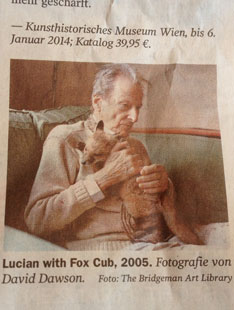 Blick auf Fuchs aus der Tageszeitung, heute Foto von Zeitungsartikel mit Foto von Lucien, heute.