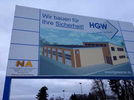 Foto von der Infotafel über einen Neubau der HGW