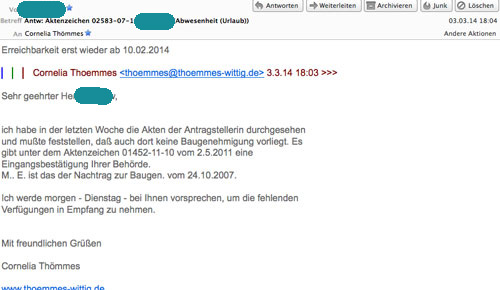 Bildschirmfoto Bildschirmfoto von Email ist zu sehen - heute.