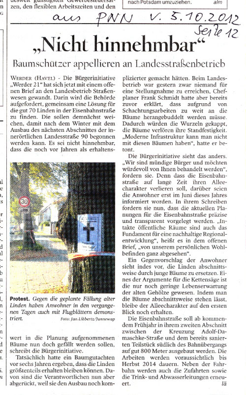 Zeitungsartikel abgebildet