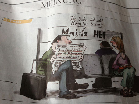Foto von einer Karikatur aus der Zeitung ist zu sehen.