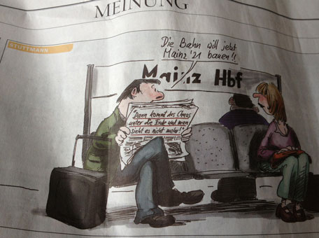 Karikatur Foto von einer Karikatur aus der Zeitung ist zu sehen.