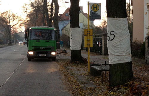 Foto von der Situation heute früh um 8 Uhr an der Bushaltestelle Marienweg