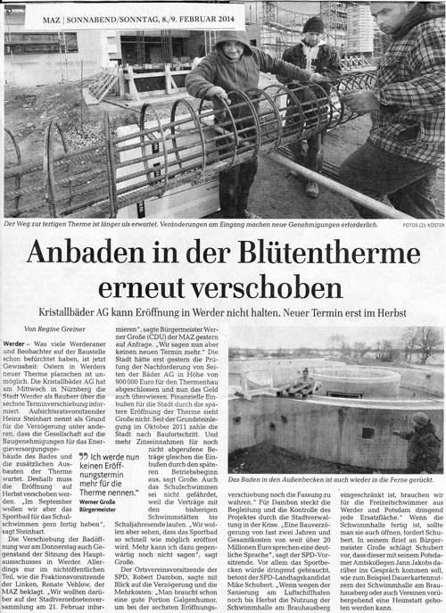 Artikel maz Foto von Artikel aus der maz ist zu sehen.