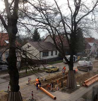 heute früh vor Grundstück 134 Foto von Tiefbauern vor Grundstück 134.