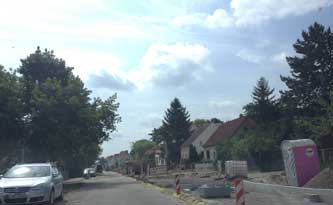 Blick in die Baustellenstraße ab Gartenstraße heute.